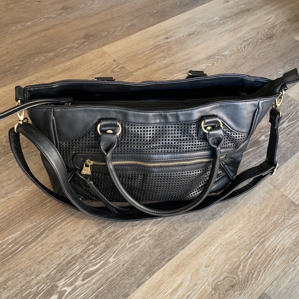 Steve Madden Black Faux Leather Shoulder Bag